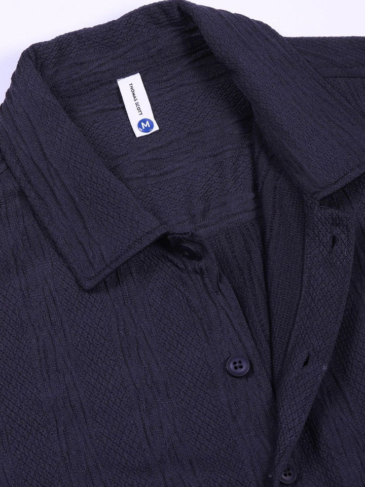 Thomas Scott Men Smart Fit Cutaway Collar Textured Casual Shirt