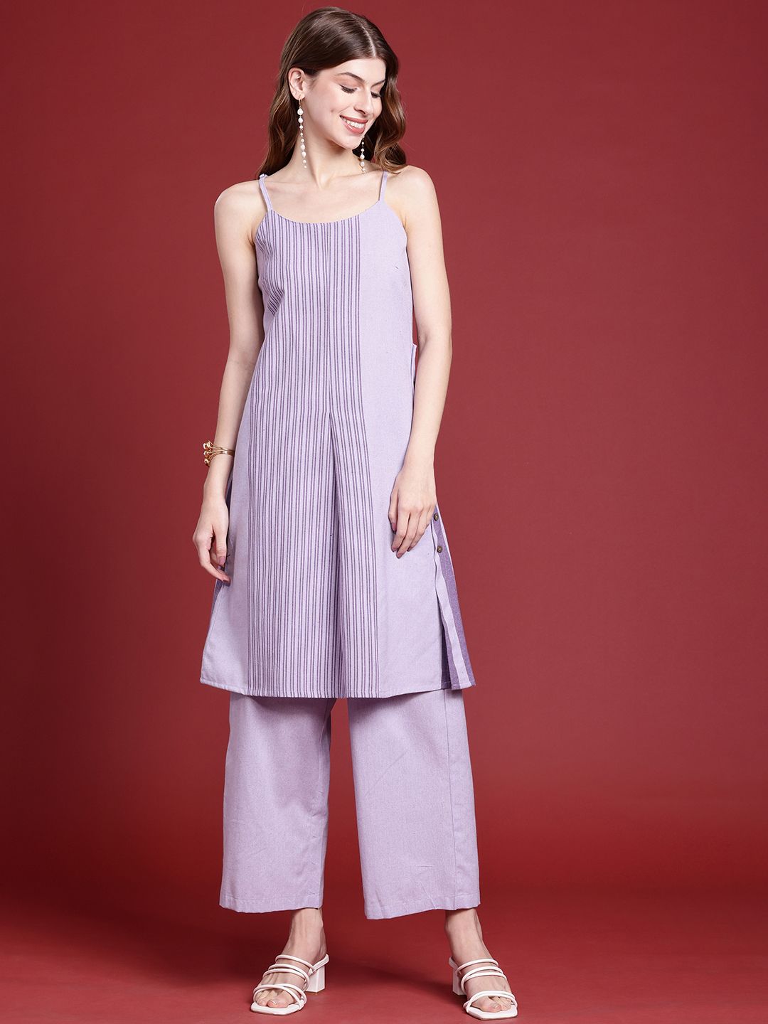 Anouk Women Striped Regular Kurta With Palazzos