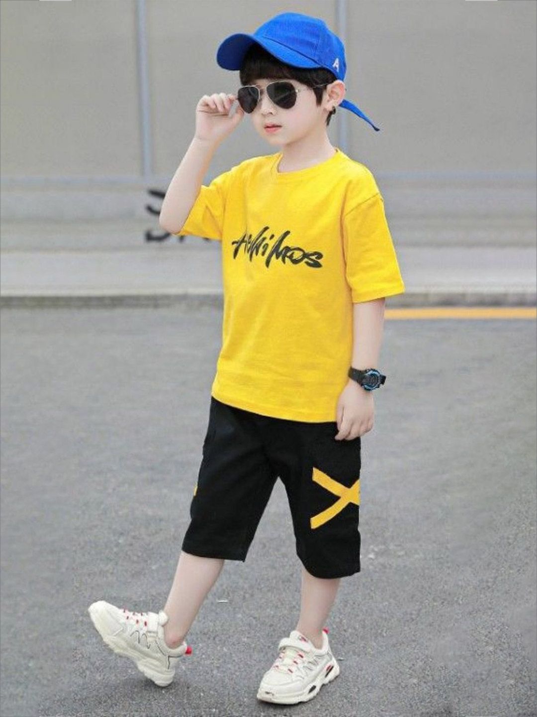 YK Boys Printed Round Neck Pure Cotton T-Shirt With Shorts
