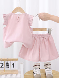 YK Girls Pure Cotton Round Neck Top With Shorts Clothing Set
