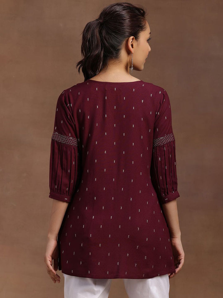 Libas Geometric Woven Design Dobby Pleated Kurti