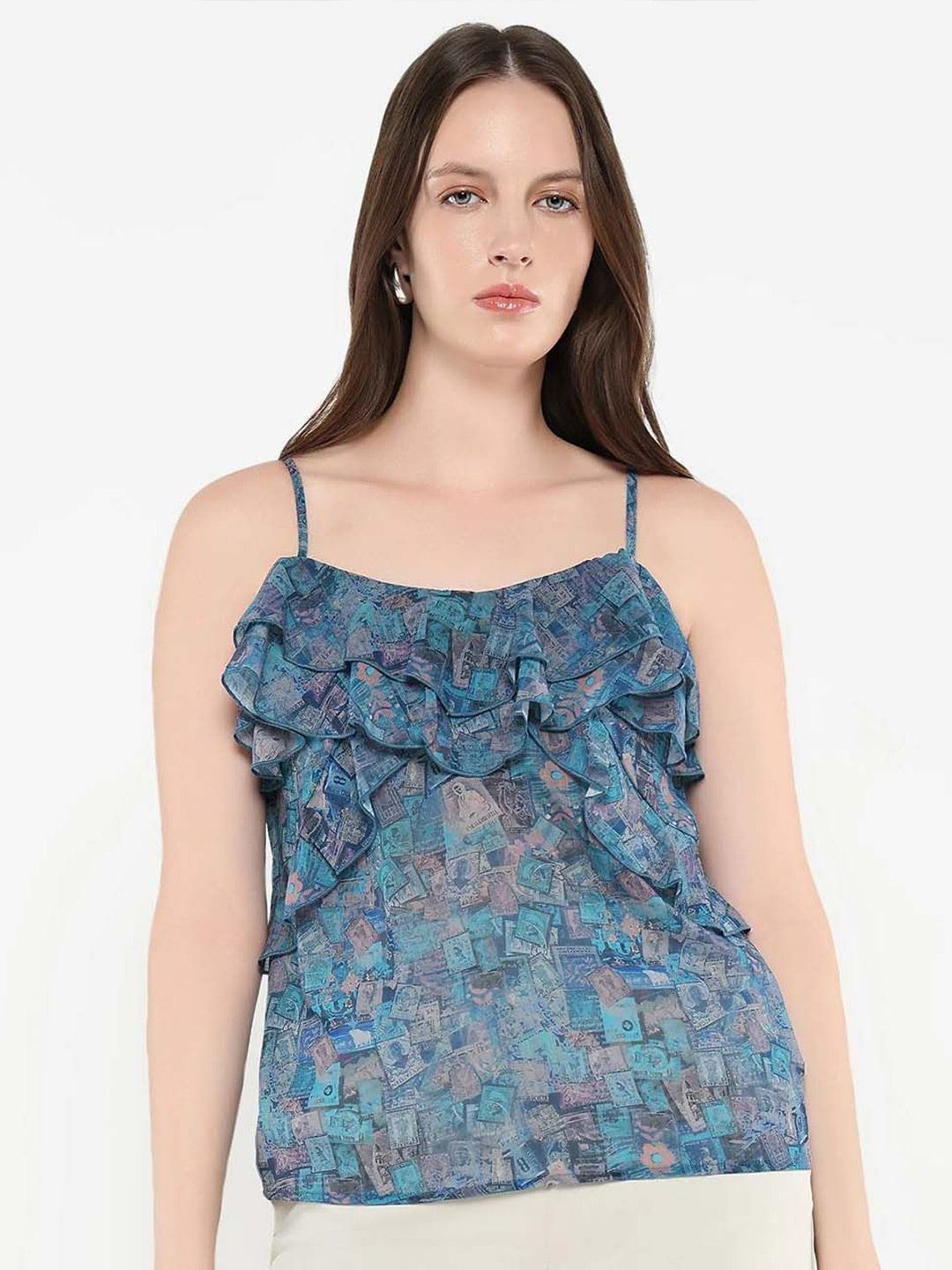 RAREISM Women Abstract Printed Shoulder Straps Top