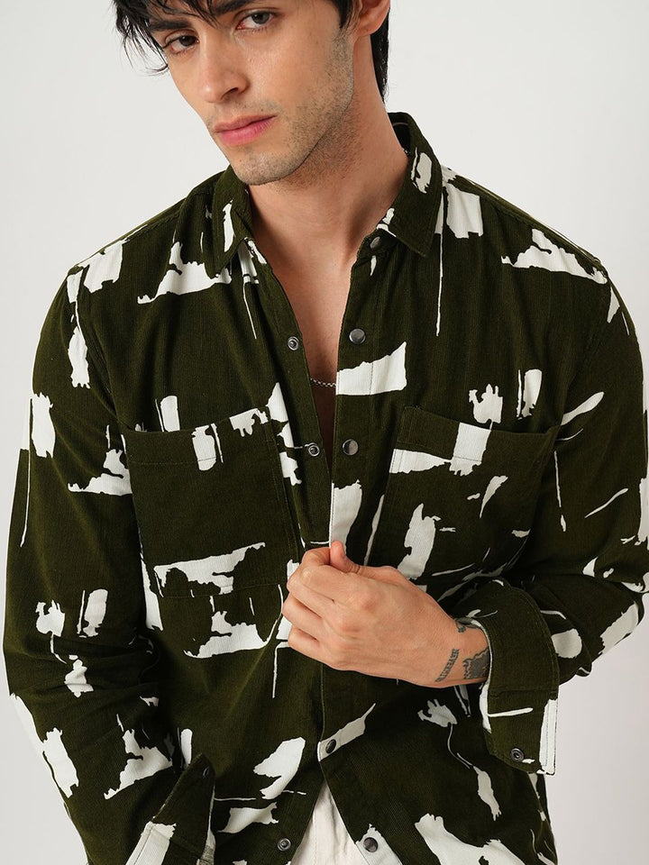VASTRADO Men Classic Spread Collar Abstract Printed Cotton Slim Fit Casual Shirt