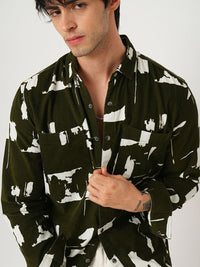 VASTRADO Men Classic Spread Collar Abstract Printed Cotton Slim Fit Casual Shirt
