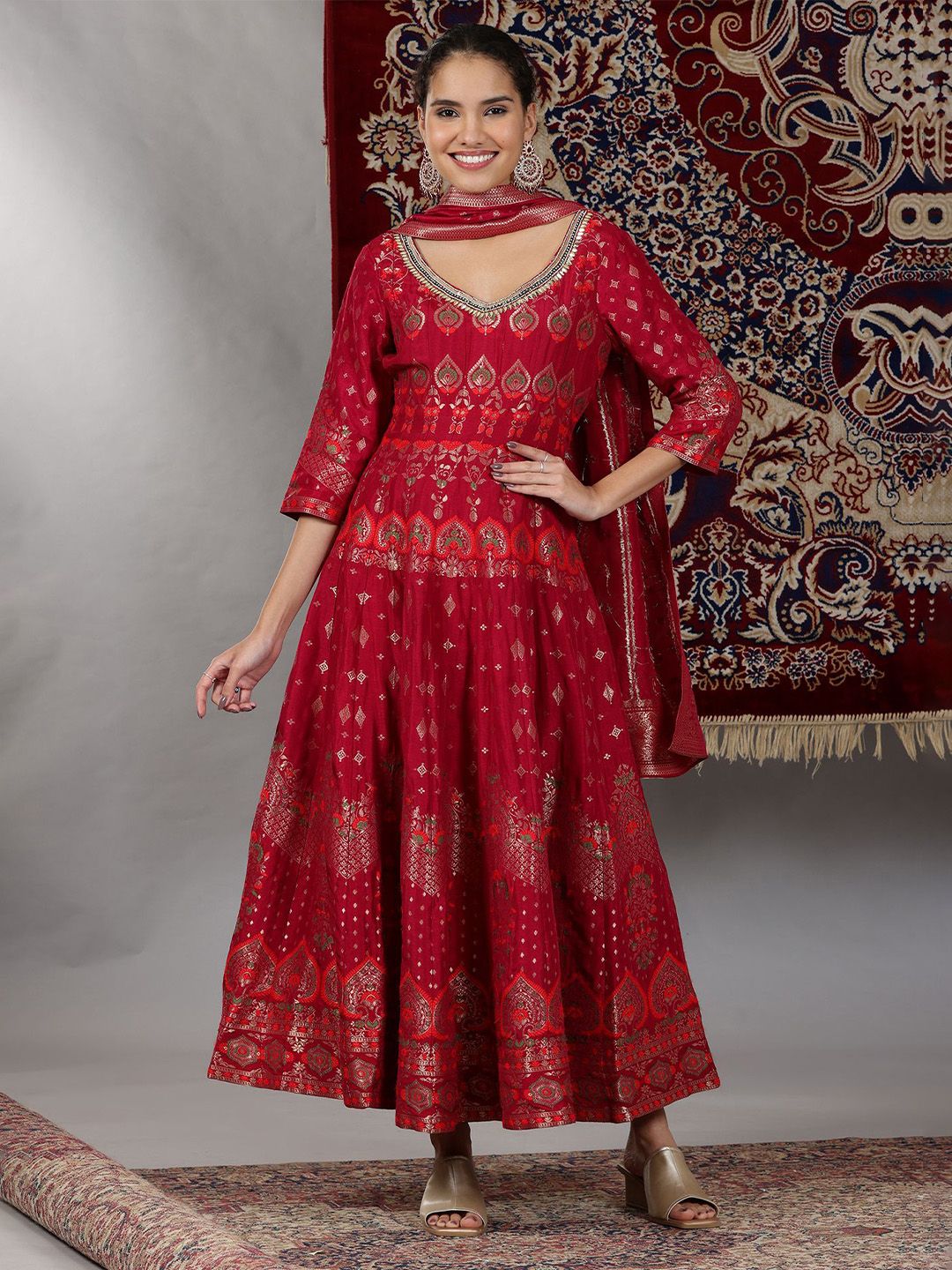 AURELIA  Embroidered Fit & Flare Maxi Dress