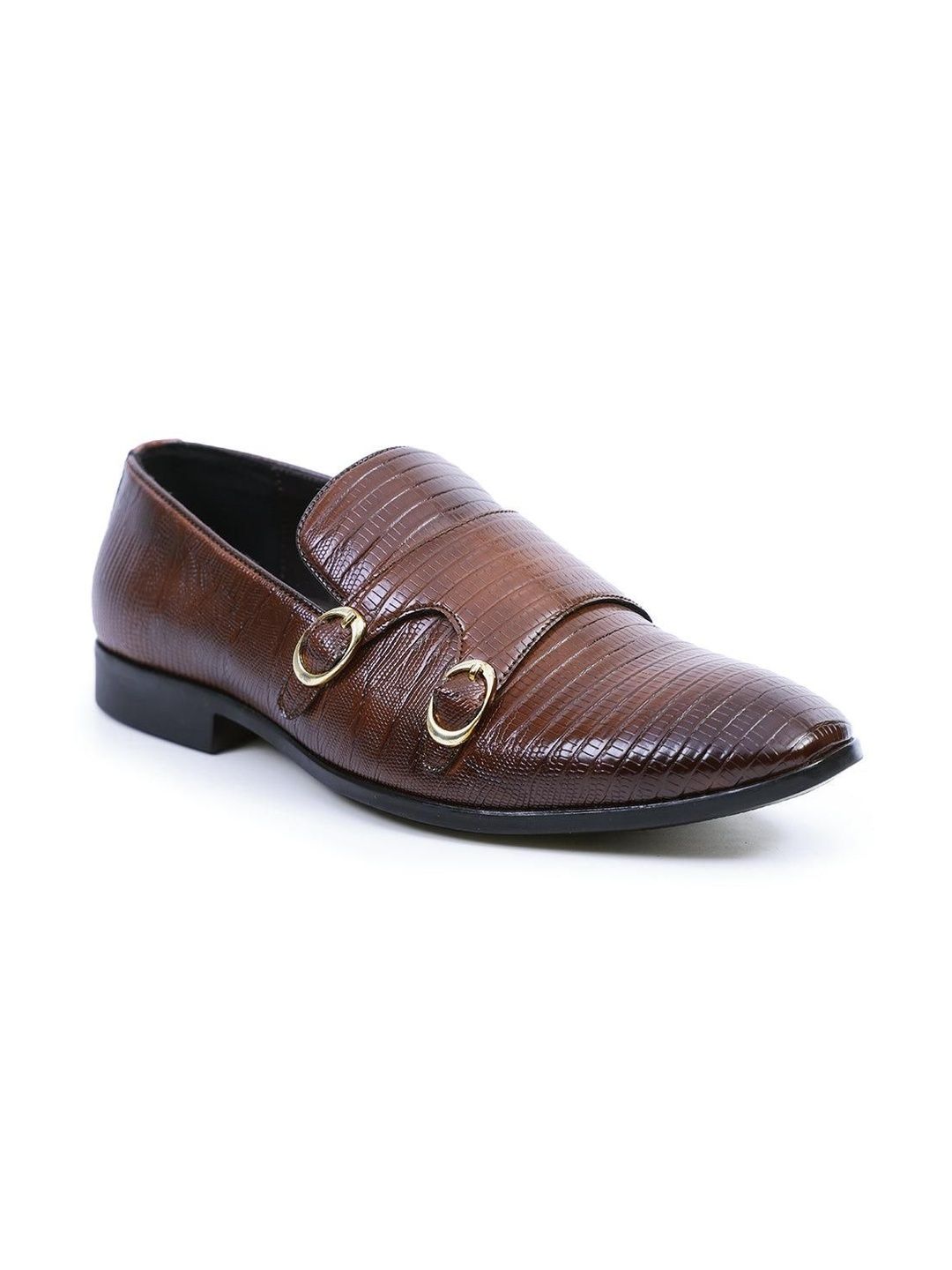 MONKSTORY Men Atelier 1970 Textured Double Formal Monk Shoes