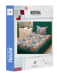 Klotthe Blue Floral Printed 300 TC Single Cadar 7D Dengan Sarung Bantal- 2.25 m x 1.5 m