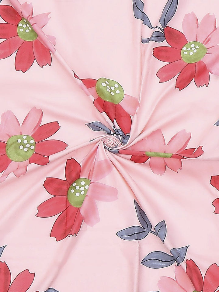 Monte Carlo Pixel Magenta & Gray Floral Dicetak 120 TC Single Bedsheet Set 1.52 m x 2.30 m