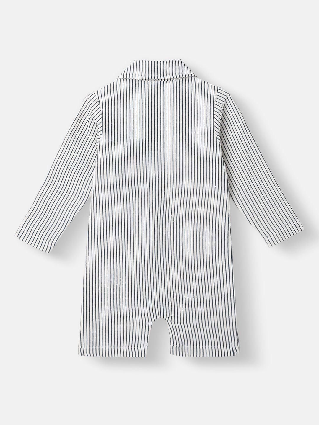 Nauti Nati Boys Striped Romper Bow At Placket Collar Neck Romper For 0-2 Years