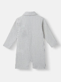 Nauti Nati Boys Striped Romper Bow At Placket Collar Neck Romper For 0-2 Years