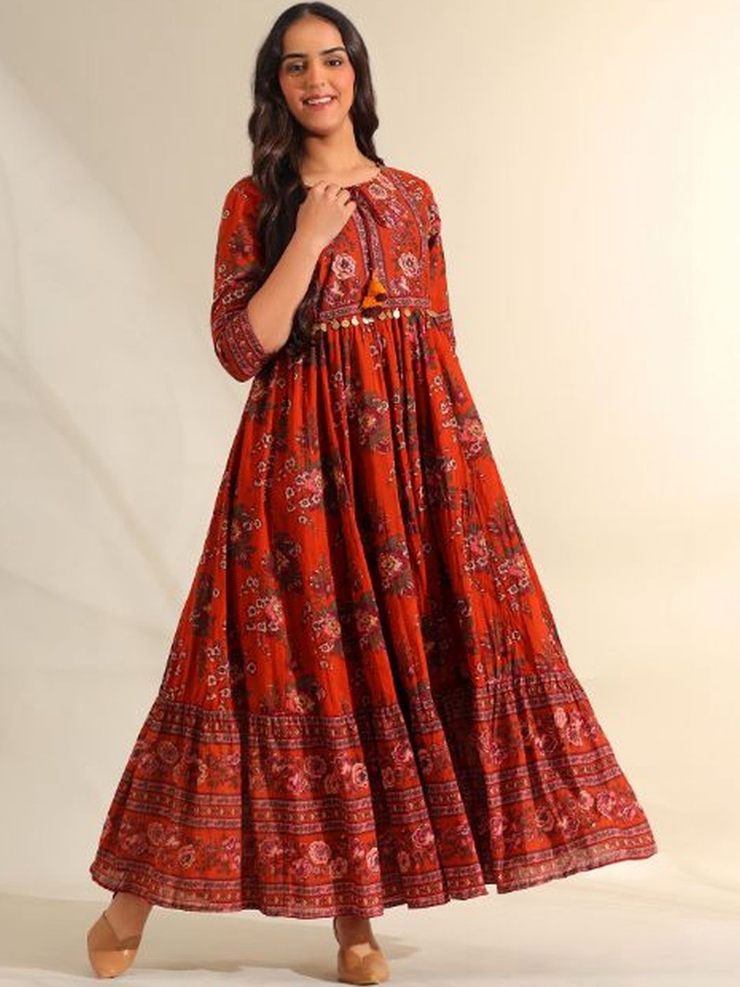 Mamicha Floral Print Fit & Flare Maxi Dress