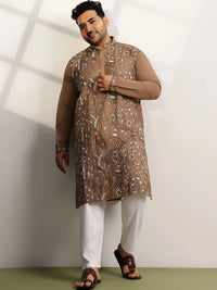 SOJANYA PLUS Men Floral Embroidered Thread Work Indie Florals Kurta