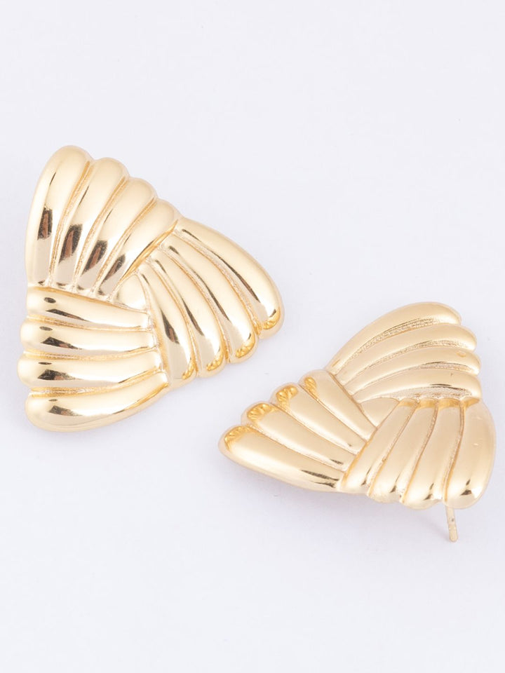 VOGUE PANASH Stainless Steel 18K Gold Plated Contemporary Drop Studs