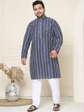 SOJANYA PLUS Ethnic Motifs Embroidered Thread Work Band Collar Straight Kurta With Pyjamas