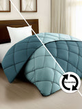 Story@home Turquoise Blue Solid Reversible 240 GSM Heavy Winter Single Bed Comforter