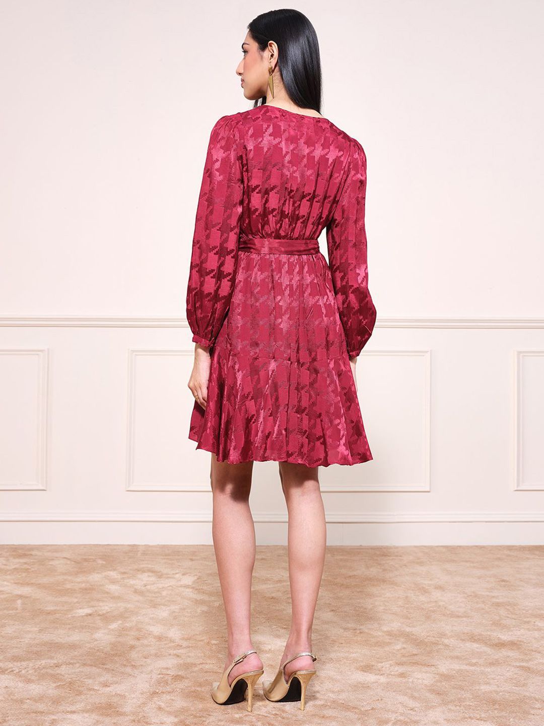 AND Women V-Neck Fit & Flare Dress With Belt