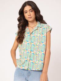 DressBerry Mood Booster Abstract Print Cuban Collar Shirt