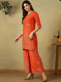 Mamicha Women Ethnic Motifs Dyed Regular Thread Work Kurta with Palazzos