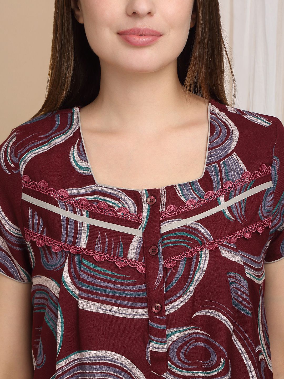 Sweet Dreams Women Printed Maxi Nightdress