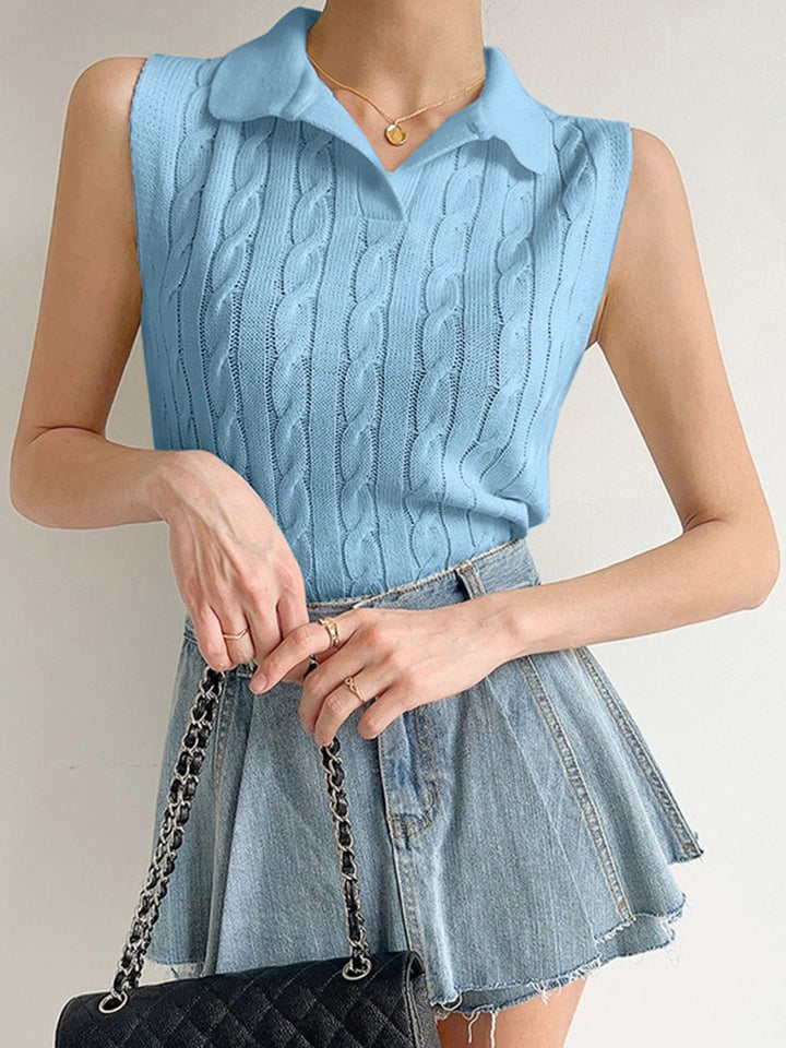 DressBerry Women Ribbed Shirt Collar Regular Top