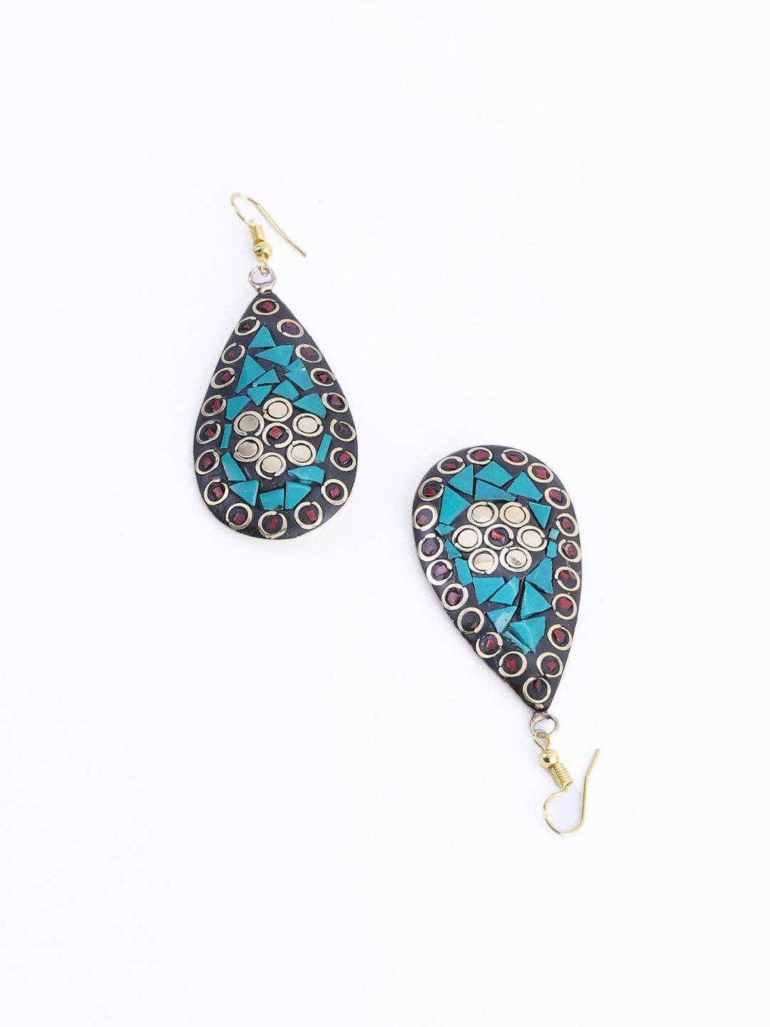 Anouk Gold Plated Cubic Zirconia Studded Teardrop Shaped Drop Earrings