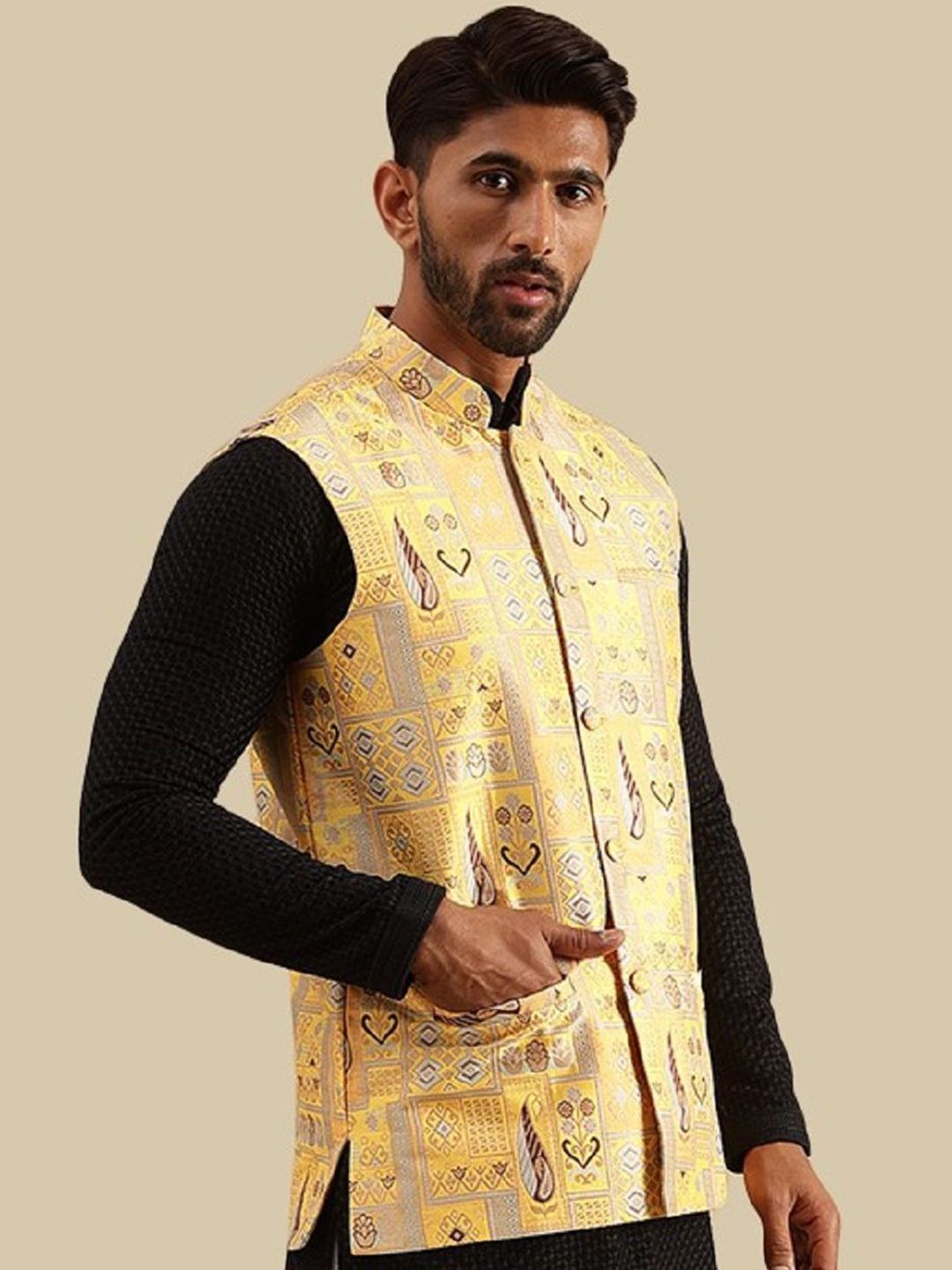 SOJANYA Jaket Nehru Design Brocade Geometrik