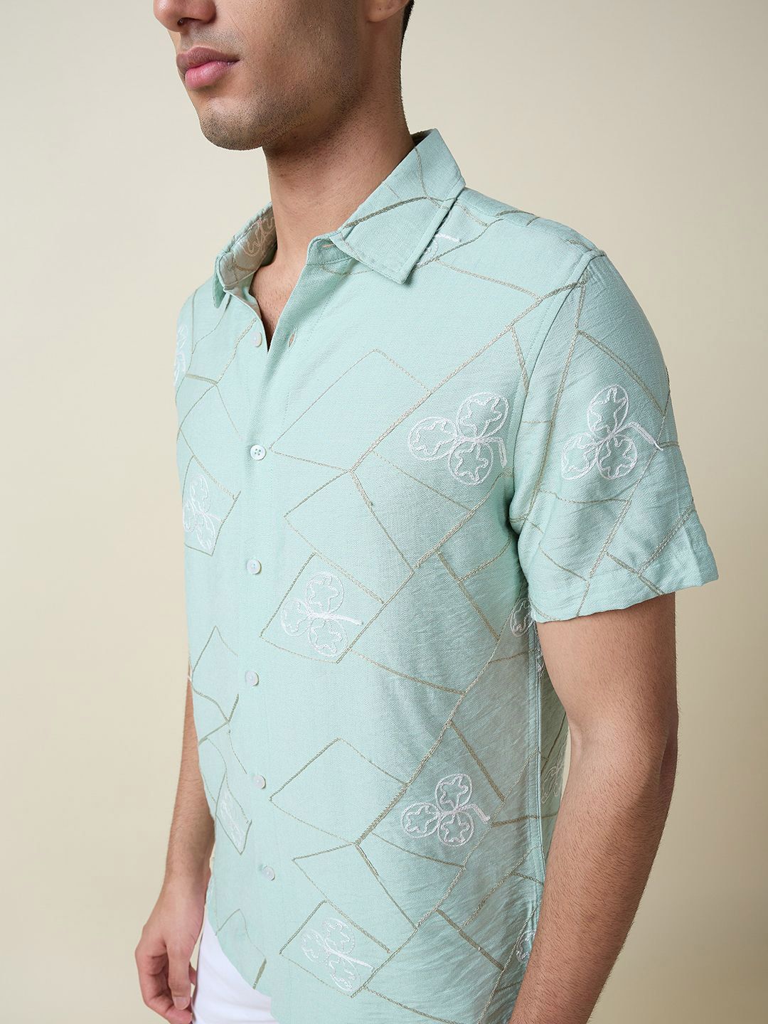 Thomas Scott Men Embroidered Regular Fit Casual Shirt