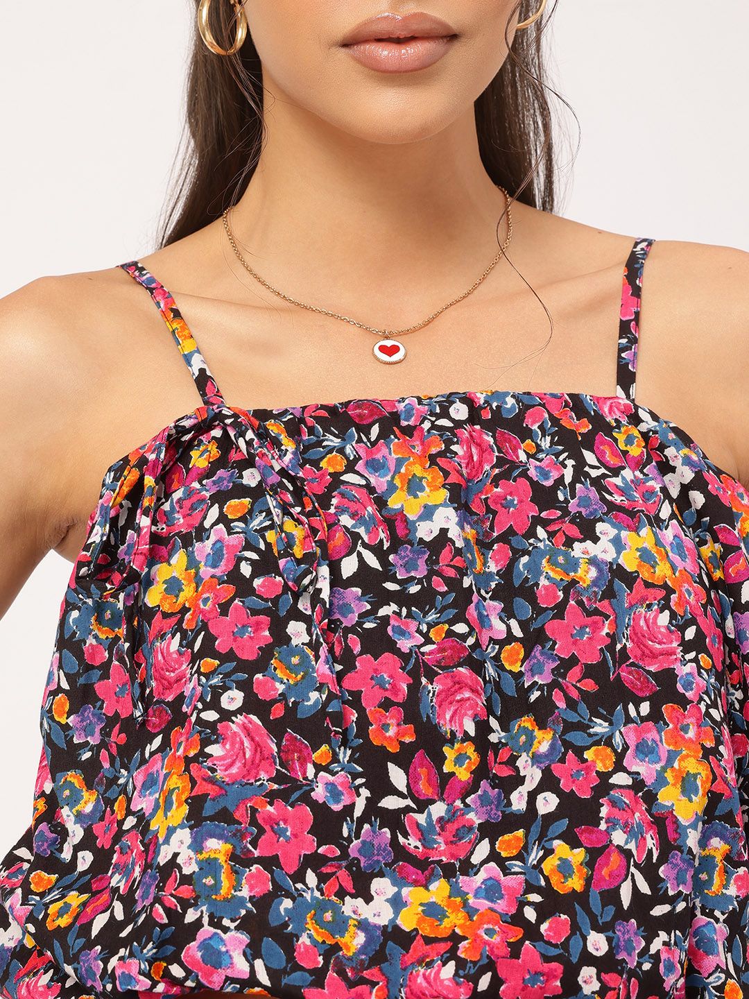 DressBerry Bloom & Beyond Floral Print Crop Blouson Top