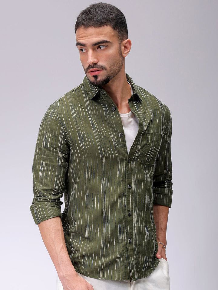 The Indian Garage Co Men Slim Fit Multi Stripes Opaque Striped Casual Shirt