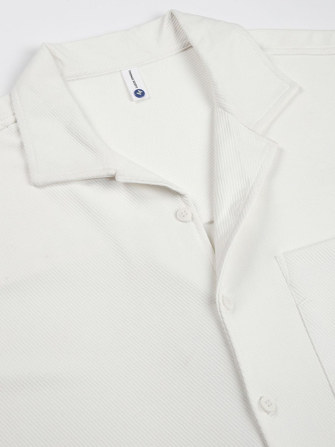 Thomas Scott Men Premium Cuban Collar Textured Casual Shirt
