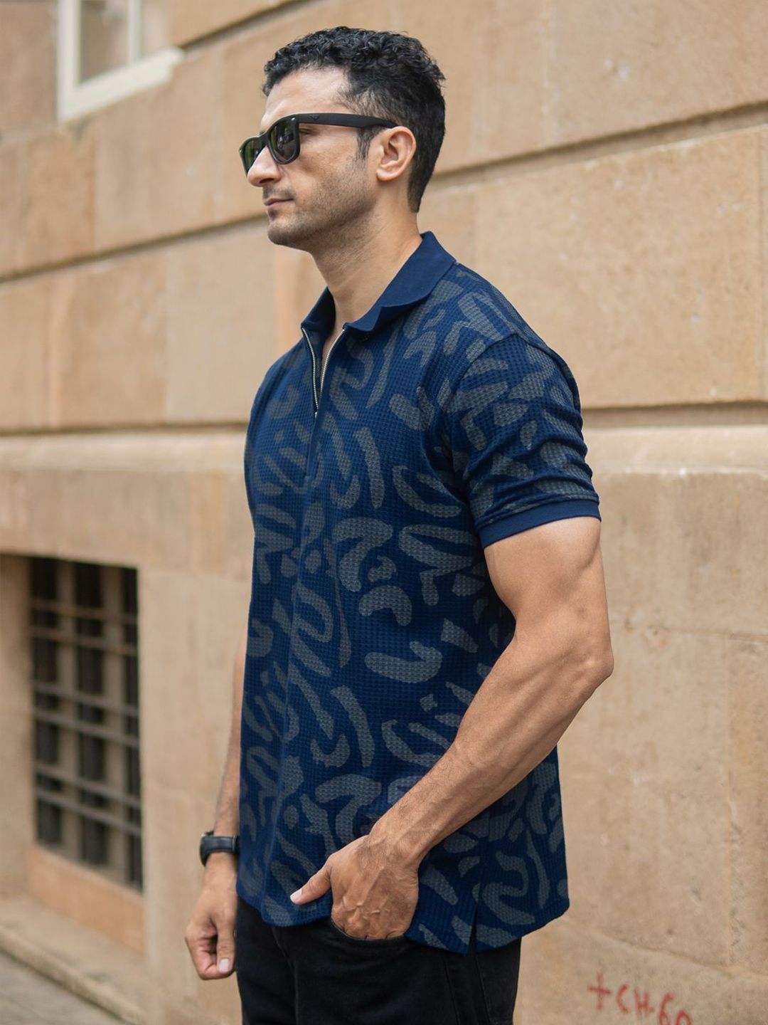 Powerlook SS25 Abstract Printed Polo Collar T-Shirt