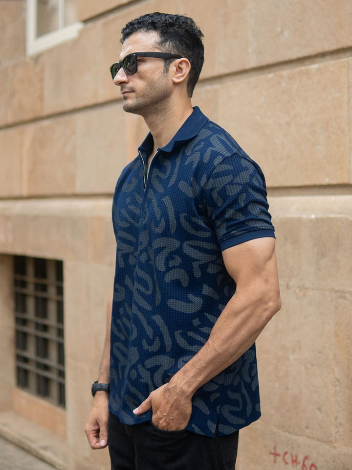 Powerlook SS25 Abstract Printed Polo Collar T-Shirt