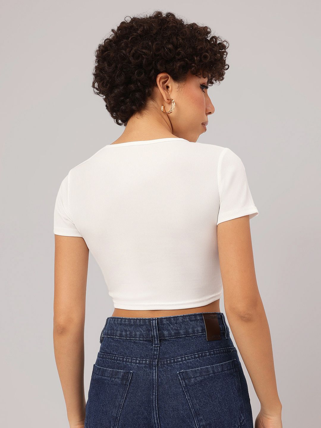 DressBerry Sweetheart Fest Printed Ribbed Crop T-shirt