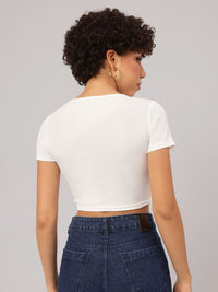 DressBerry Sweetheart Fest Printed Ribbed Crop T-shirt
