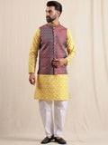 Anouk Men Floral Embroidered Kurta with Pyjama & Nehru jacket