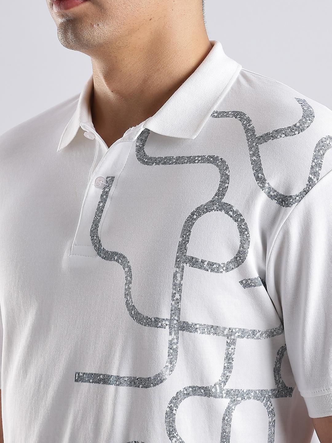 ADRO Men Off White Cotton Tshirts
