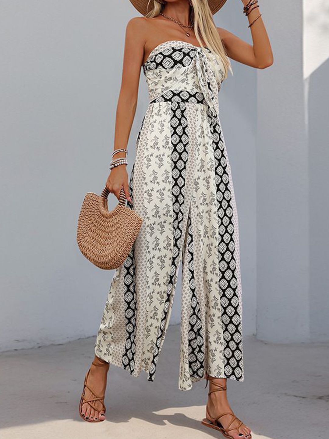 all about you Off-Shoulder Printed Basic Jumpsuit