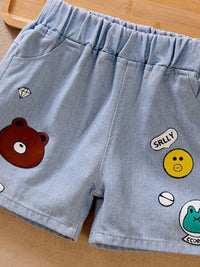 YK Girls Embellished Washed Denim Shorts