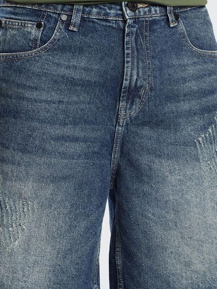 Bene Kleed Men Relaxed Fit Distressed Denim Shorts