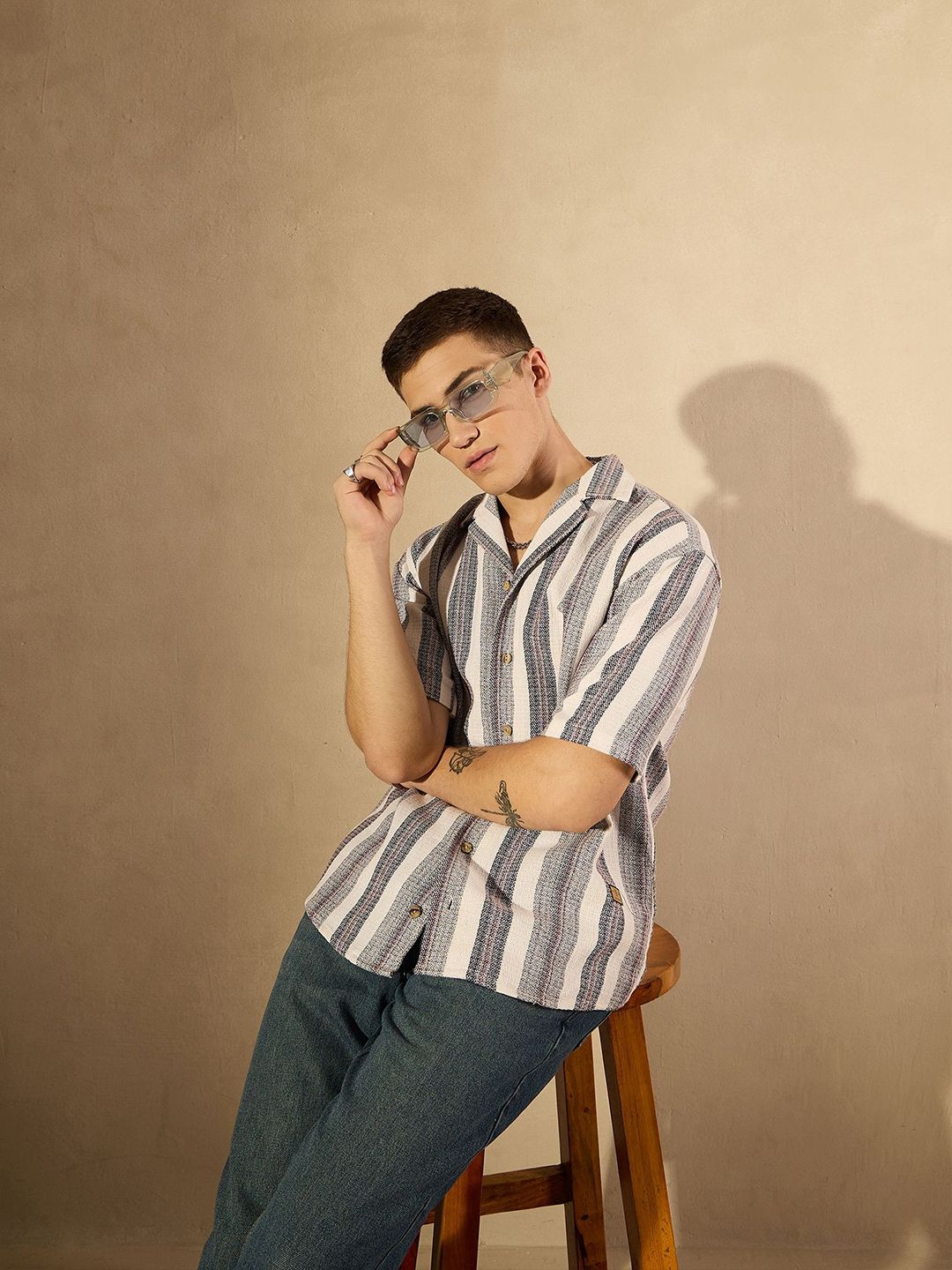 DENNISON Multi Stripes Oversized Casual Shirt