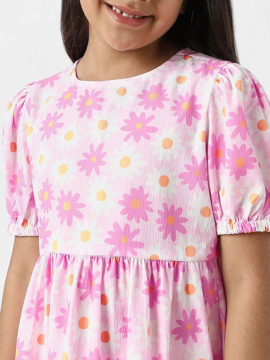 Nauti Nati Girls Nautinati Pink Floral Cotton Fit & Flare Dress