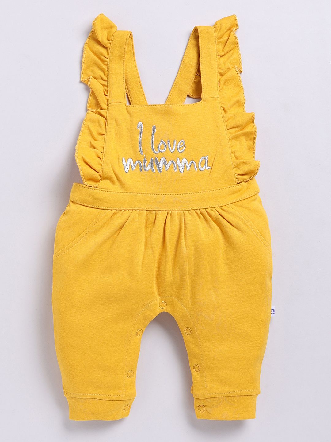 Moms Love Infants Girls Cotton Ruffled Dungarees with T-shirt