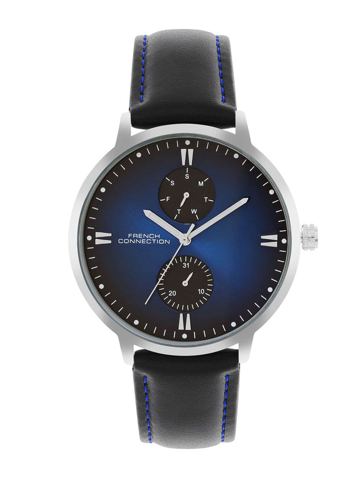 Sambungan Perancis Lelaki Bercetak Dial & Kulit Tali Analog Watch FCN066ubl