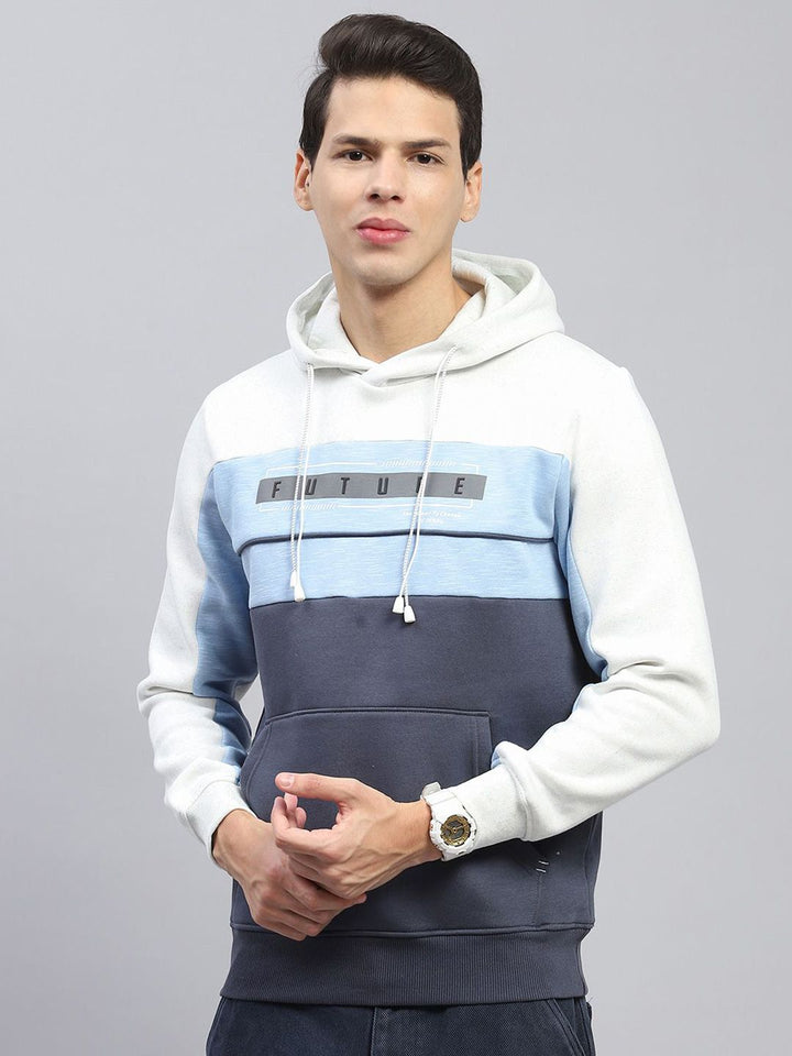 Monte Carlo Men Colourblocked Hooded Cotton Sweatshirt