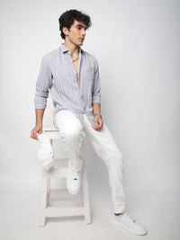 VASTRADO Men Classic Spread Collar Textured Slim Fit Casual Shirt