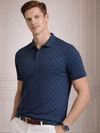 ADRO Men Checked Polo Collar T-shirt
