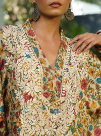 House of Chikankari Women Printed Chikankari Crepe Kaftan Kurta
