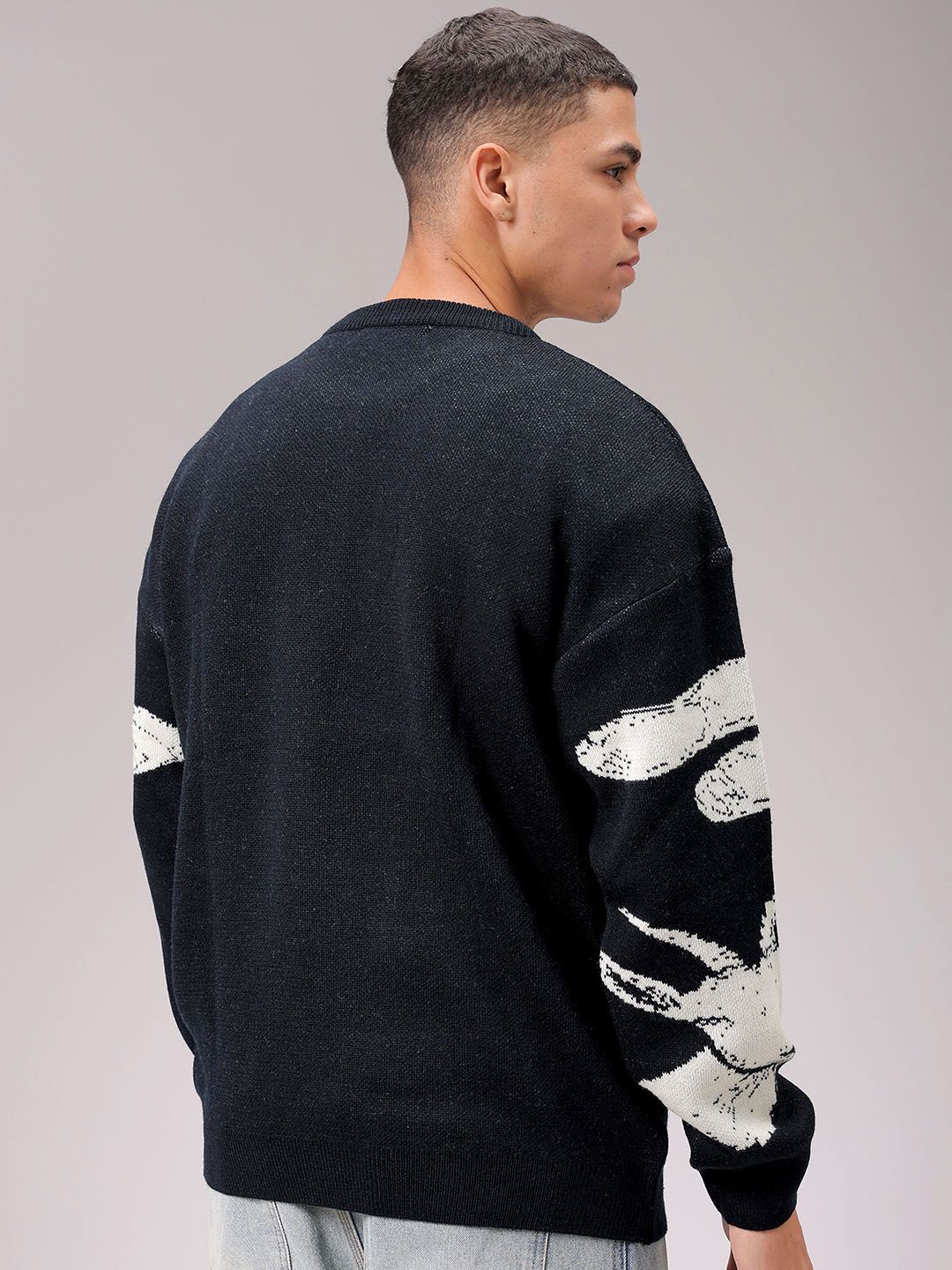 The Indian Garage Co Men Acrylic Graphic Printed Round Neck Pullover Sweaters