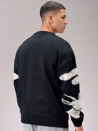 The Indian Garage Co Men Acrylic Graphic Printed Round Neck Pullover Sweaters
