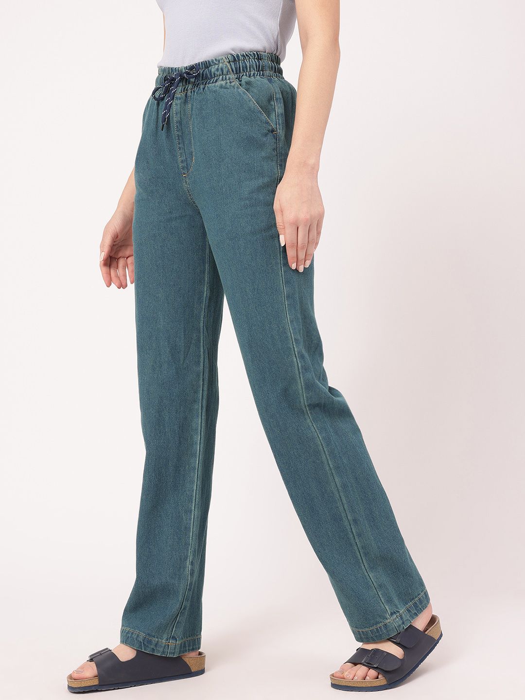 DressBerry Women Timeless Tailored Pure Cotton Straight Fit Jeans